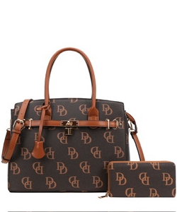 2 in 1 DD Classic Satchel Wallet Set DD6794W BROWN